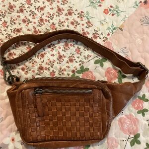 Brown Leather Woven Women's Bag